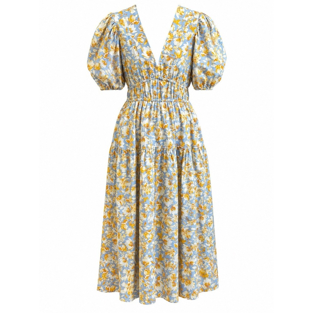 Tuckernuck Hyacinth House‎ Midi Dress Pauline M Cottagecore Floral Puff Sleeve